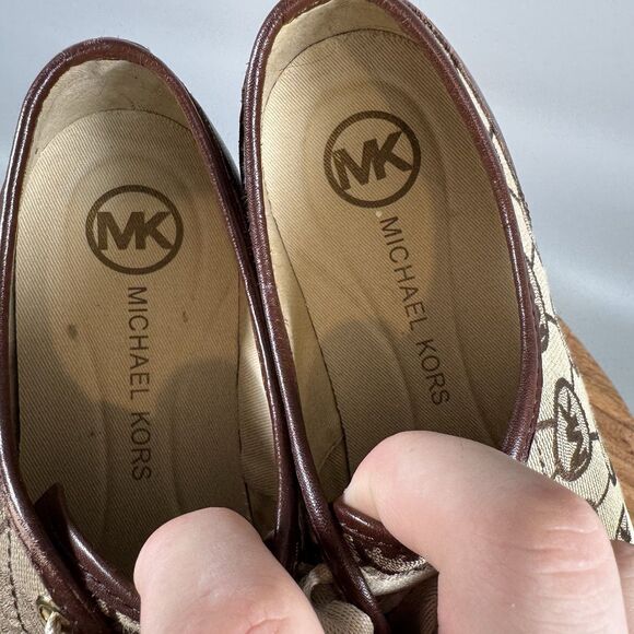 Michael Michael Kors City Sneakers Signature Print Brown Sz 8 - Picture 7 of 8